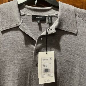 Theory Gray Polo Shirt Soft Knit Classic